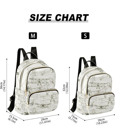 Vintage Airplane Backpack for Women Shoulder Bag Lightweight Small Backpack Casual Daypack for Travel Mini(10.23'' x 5.11'' x...