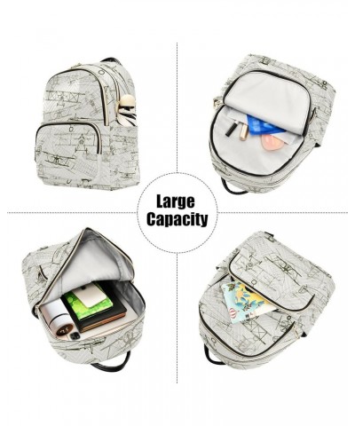 Vintage Airplane Backpack for Women Shoulder Bag Lightweight Small Backpack Casual Daypack for Travel Mini(10.23'' x 5.11'' x...