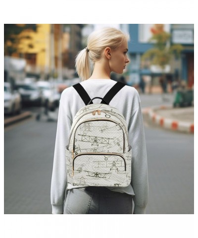 Vintage Airplane Backpack for Women Shoulder Bag Lightweight Small Backpack Casual Daypack for Travel Mini(10.23'' x 5.11'' x...