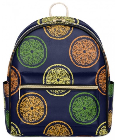 Lemon Mini Backpack Purse for Women, Orange Fruit Slices Small Backpack Leather Casual Daypacks Ladies Shoulder Bags $26.99 B...