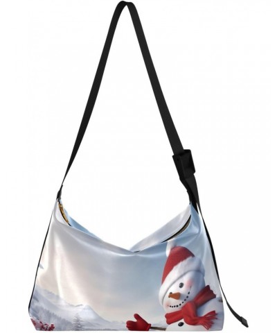 Christmas Snowman Crossbody Bag Hobo Handbag Purse Fashion PU Leather Shoulder Bags for Women $18.69 Hobo Bags