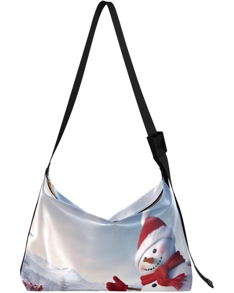 Christmas Snowman Crossbody Bag Hobo Handbag Purse Fashion PU Leather Shoulder Bags for Women $18.69 Hobo Bags