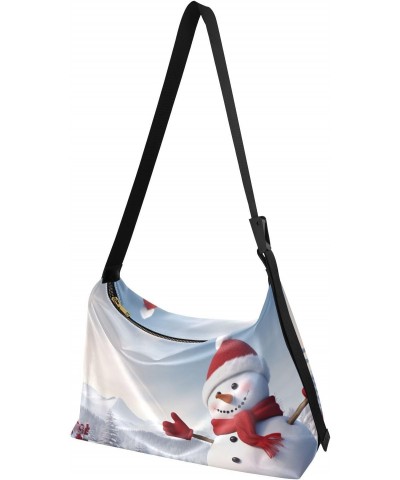 Christmas Snowman Crossbody Bag Hobo Handbag Purse Fashion PU Leather Shoulder Bags for Women $18.69 Hobo Bags