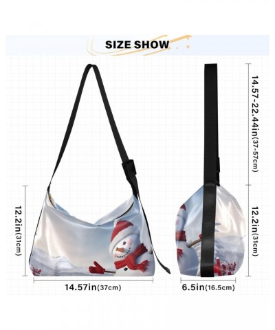 Christmas Snowman Crossbody Bag Hobo Handbag Purse Fashion PU Leather Shoulder Bags for Women $18.69 Hobo Bags