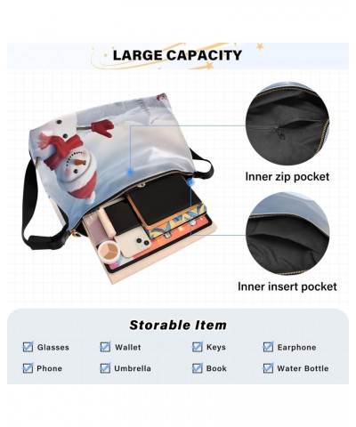 Christmas Snowman Crossbody Bag Hobo Handbag Purse Fashion PU Leather Shoulder Bags for Women $18.69 Hobo Bags