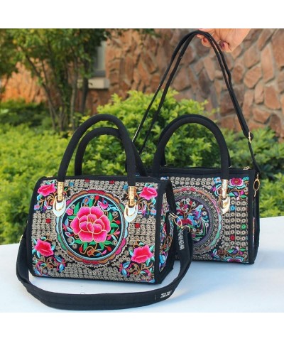 Bohemian Women Floral Embroidered Canvas Handbag Vintage Ladies Casual Ethic Boho Zipper Shoulder Travel Bag Bags Model 7 $90...