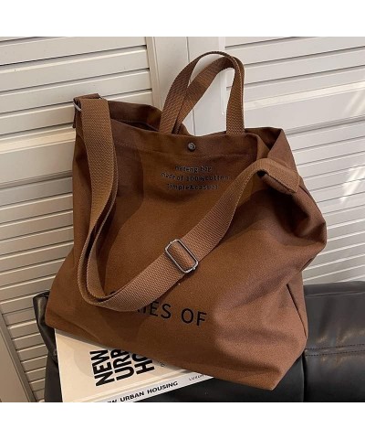 Women Canvas Tote Handbags Work Bag Crossbody Top Handle Bag Large Capacity Handbag Casual Shoulder (Color : Khaki, Size : On...