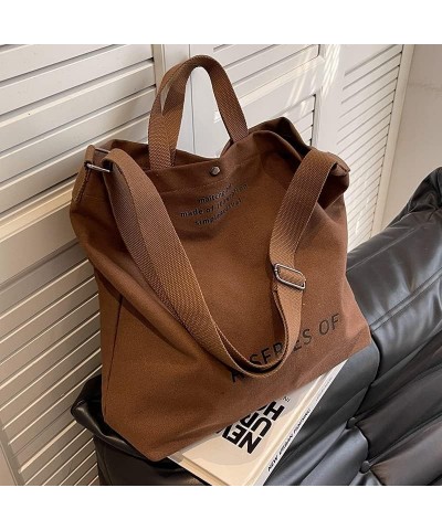 Women Canvas Tote Handbags Work Bag Crossbody Top Handle Bag Large Capacity Handbag Casual Shoulder (Color : Khaki, Size : On...