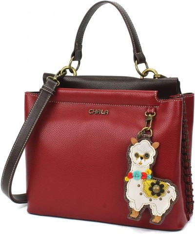 Charming Satchel with Adjustable Strap - Llama - Burgundy $36.75 Satchels