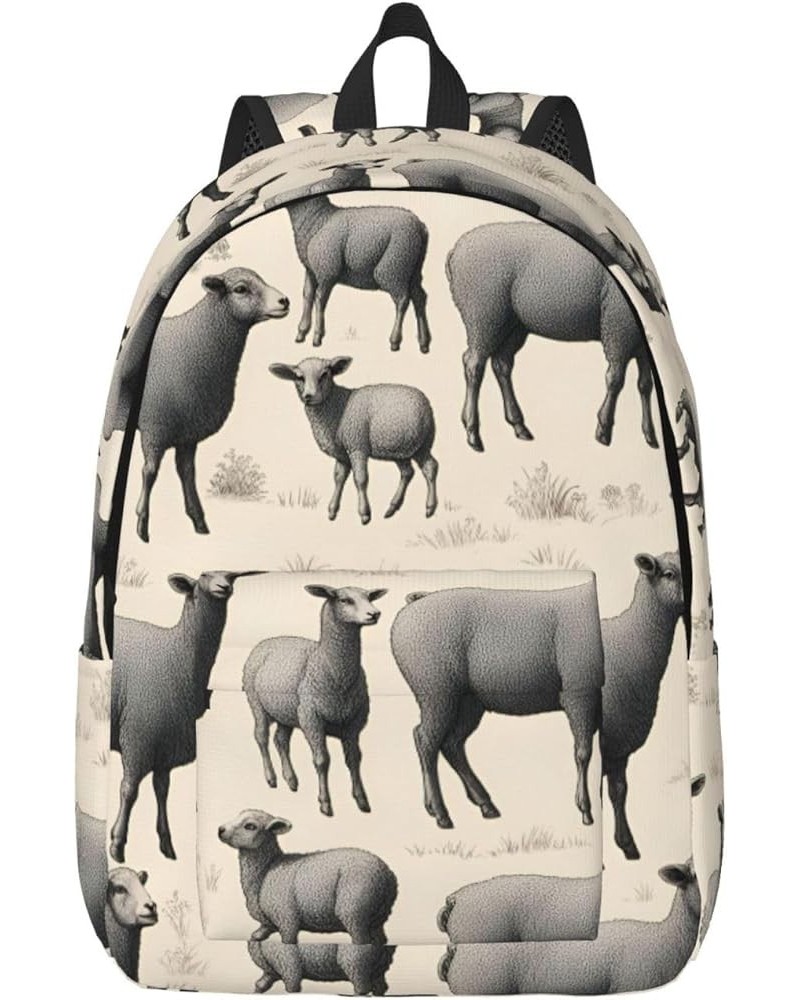 Cute Sheep Lamb Print Lightweight Travel Canvas Backpack Casual Daypack For Men Women Work, Sports, Beach Black Small $24.23 ...