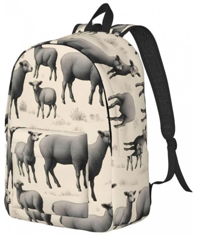 Cute Sheep Lamb Print Lightweight Travel Canvas Backpack Casual Daypack For Men Women Work, Sports, Beach Black Small $24.23 ...