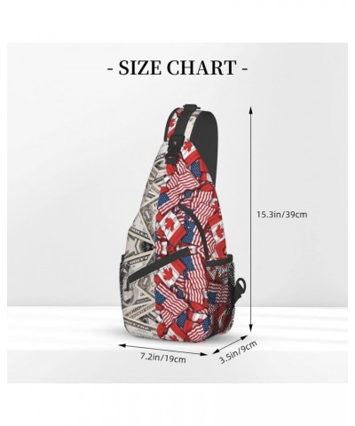 Sling Backpack Canadian Usa Dollar Flag Pattern Travel Hiking Daypack Crossbody Shoulder Bag $11.19 Backpacks