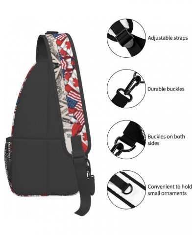 Sling Backpack Canadian Usa Dollar Flag Pattern Travel Hiking Daypack Crossbody Shoulder Bag $11.19 Backpacks