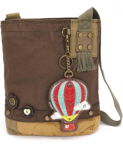 Patch Cross-Body Women Handbag, Canvas Messenger Bag - Dark Brown Hot Air Balloon - Dark Brown $25.96 Crossbody Bags