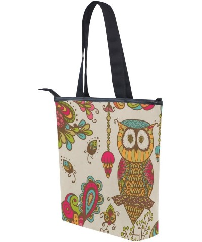 Tote Canvas Shoulder Bag Owl Flower Vintage Womens Handbag $10.08 Shoulder Bags