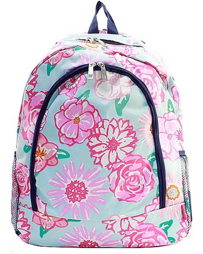 Flower Canvas Backpack Handbag (Navy Blue) $20.74 Backpacks