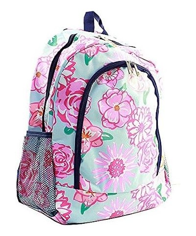 Flower Canvas Backpack Handbag (Navy Blue) $20.74 Backpacks