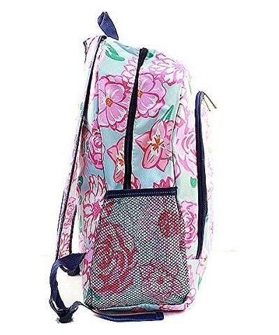 Flower Canvas Backpack Handbag (Navy Blue) $20.74 Backpacks