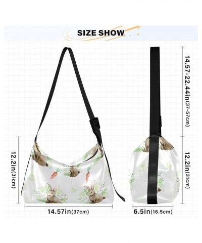 Easter Bunnies Hobo Crossbody Bags for Women Leather Large Shoulder Bag Cross Body Radish Flowers Trendy Womens Tote Bags Han...