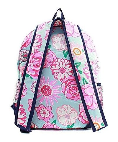 Flower Canvas Backpack Handbag (Navy Blue) $20.74 Backpacks