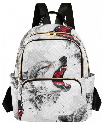 Mini Backpack Purse for Women, Fierce Wolf Travel Bag Casual Daypack Shoulder Bag Medium $18.55 Backpacks