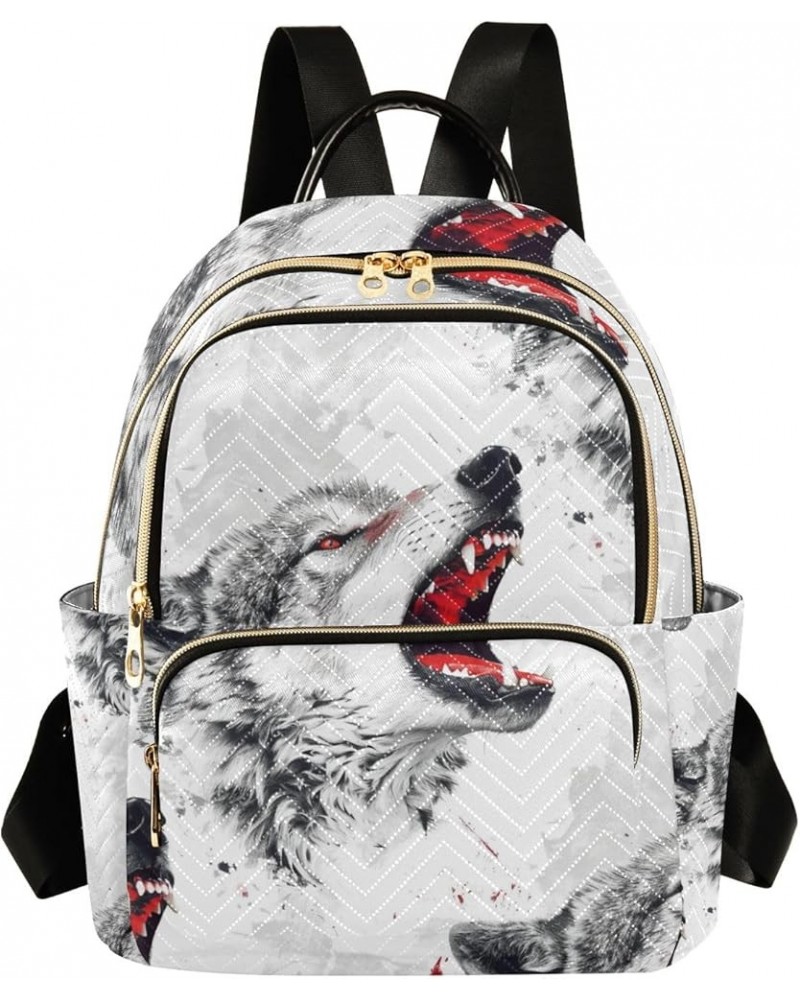 Mini Backpack Purse for Women, Fierce Wolf Travel Bag Casual Daypack Shoulder Bag Medium $18.55 Backpacks