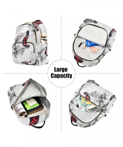 Mini Backpack Purse for Women, Fierce Wolf Travel Bag Casual Daypack Shoulder Bag Medium $18.55 Backpacks