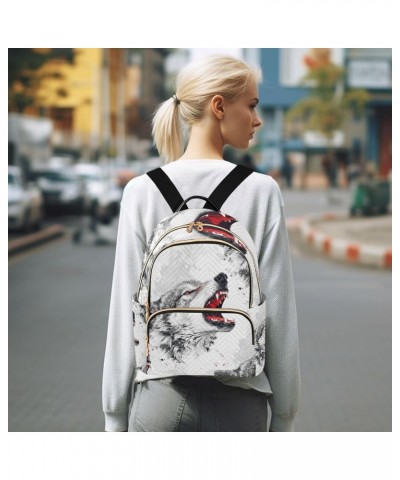 Mini Backpack Purse for Women, Fierce Wolf Travel Bag Casual Daypack Shoulder Bag Medium $18.55 Backpacks