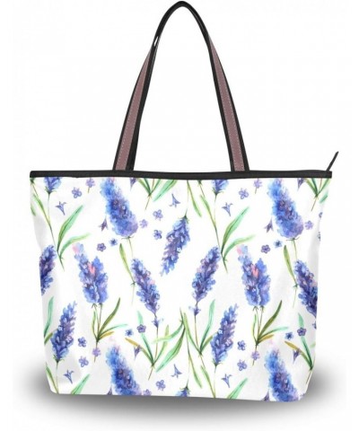 Top Handle Tote Bag Delicate Lavender Flowers Shoulder Bag Handbag for Women $11.61 Shoulder Bags