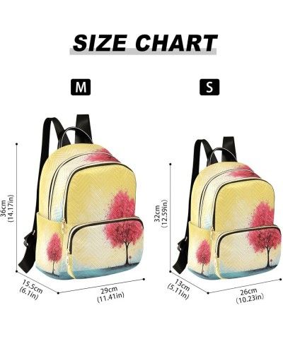 Yellow Pink Trees Quilted Backpack for Women Purse Shoulder Bag Travel Bags for Work Daily Nurse S Medium $14.26 Backpacks