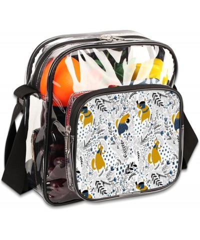 Cartoon Fox Stadium-Approved Clear Crossbody Bag with Colorful Print Design Cat Plays $13.43 Crossbody Bags