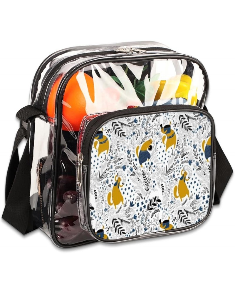 Cartoon Fox Stadium-Approved Clear Crossbody Bag with Colorful Print Design Cat Plays $13.43 Crossbody Bags