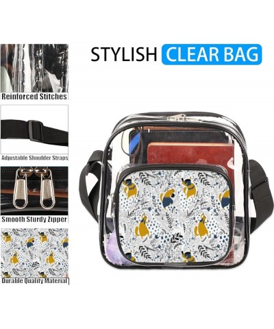 Cartoon Fox Stadium-Approved Clear Crossbody Bag with Colorful Print Design Cat Plays $13.43 Crossbody Bags