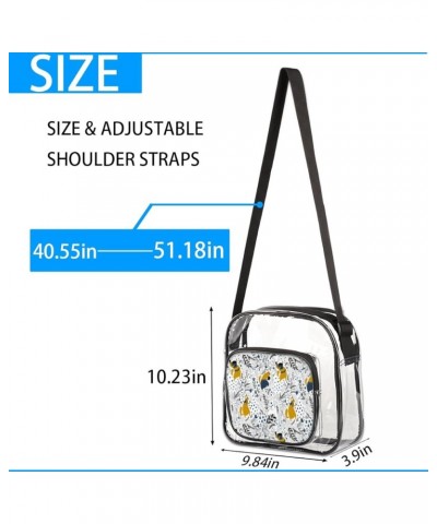 Cartoon Fox Stadium-Approved Clear Crossbody Bag with Colorful Print Design Cat Plays $13.43 Crossbody Bags