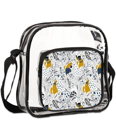 Cartoon Fox Stadium-Approved Clear Crossbody Bag with Colorful Print Design Cat Plays $13.43 Crossbody Bags