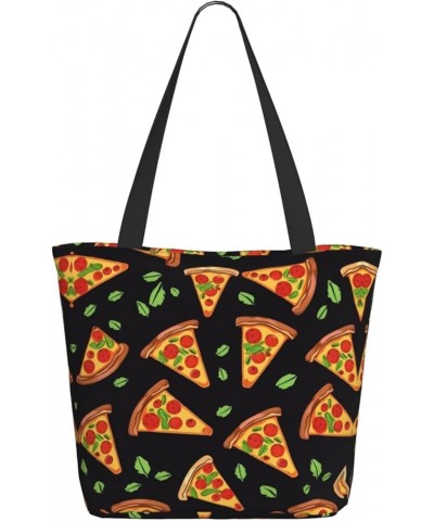 Colored Peacock Printed Fashionable Large Handbag And Shoulder Bag, Suitable For Various Daily Use Tasty Pizza $12.87 Totes