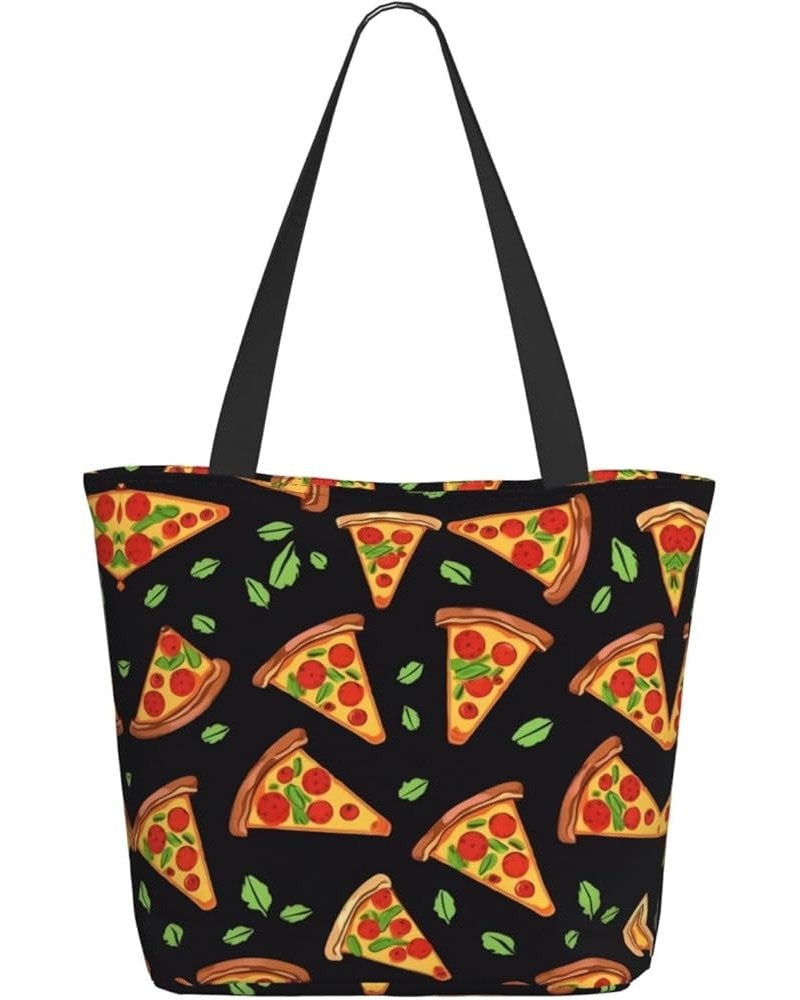 Colored Peacock Printed Fashionable Large Handbag And Shoulder Bag, Suitable For Various Daily Use Tasty Pizza $12.87 Totes