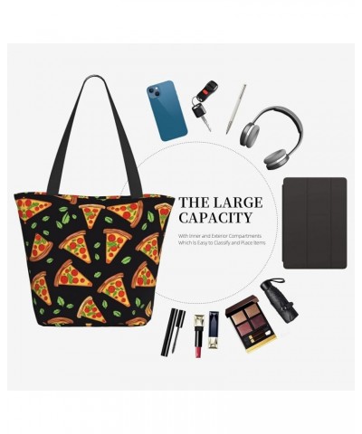 Colored Peacock Printed Fashionable Large Handbag And Shoulder Bag, Suitable For Various Daily Use Tasty Pizza $12.87 Totes