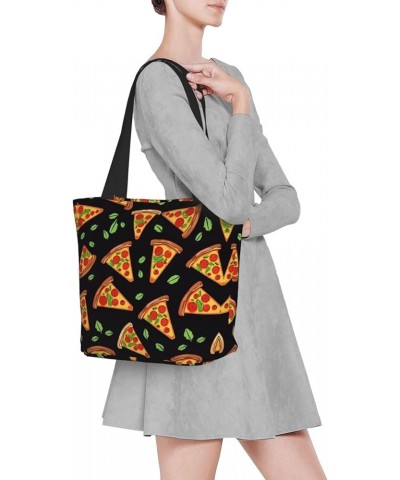 Colored Peacock Printed Fashionable Large Handbag And Shoulder Bag, Suitable For Various Daily Use Tasty Pizza $12.87 Totes