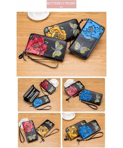 Women's RFID Wallet, Leather Floral Zip Wallet, Zipper Card Cases Holder for Men Women E $13.99 Wallets