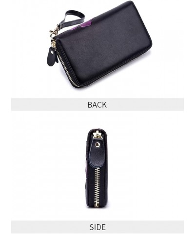 Women's RFID Wallet, Leather Floral Zip Wallet, Zipper Card Cases Holder for Men Women E $13.99 Wallets