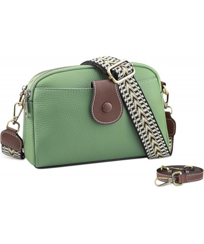 Genuine Leather Crossbody Bag for Women - Womens Crossbody Purse with Wide Guitar Strap and Narrow Leather Strap Green $30.60...