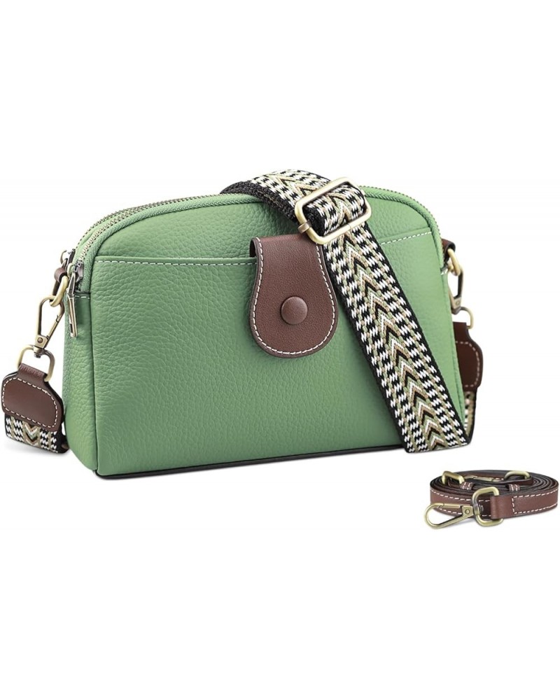 Genuine Leather Crossbody Bag for Women - Womens Crossbody Purse with Wide Guitar Strap and Narrow Leather Strap Green $30.60...