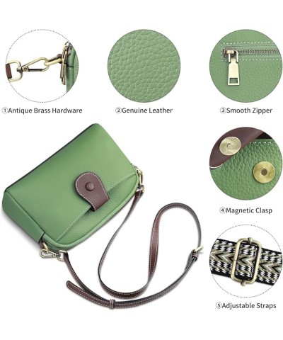 Genuine Leather Crossbody Bag for Women - Womens Crossbody Purse with Wide Guitar Strap and Narrow Leather Strap Green $30.60...