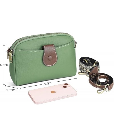 Genuine Leather Crossbody Bag for Women - Womens Crossbody Purse with Wide Guitar Strap and Narrow Leather Strap Green $30.60...