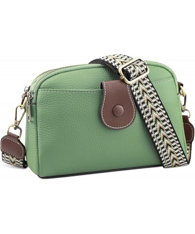 Genuine Leather Crossbody Bag for Women - Womens Crossbody Purse with Wide Guitar Strap and Narrow Leather Strap Green $30.60...