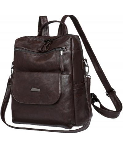 Large Backpack for Women Retro Leather Purse Multi-functional Daypack Shoulder Bag Office Coffee $35.84 Backpacks