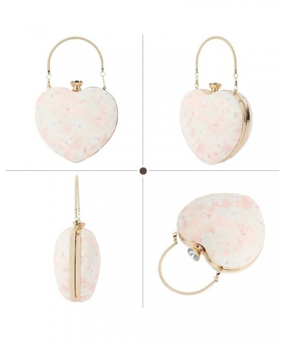 Women Glitter Heart Shape Clutch Purse Leather Shoulder Bag Party Handbags Floral--pink $16.64 Clutches