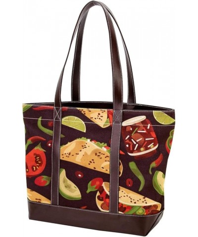 Canvas Tote Bags, Large Tote Bags for Women, Women's Tote Handbags, Mexican Food Taco Chicken Taco Avocado, Tote Bag for Work...