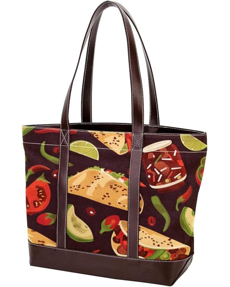 Canvas Tote Bags, Large Tote Bags for Women, Women's Tote Handbags, Mexican Food Taco Chicken Taco Avocado, Tote Bag for Work...